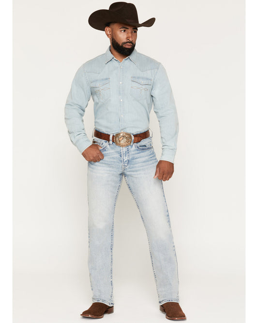 Men's Austin Wash Yukon Relaxed Straight Stretch Denim Jean Light Wash