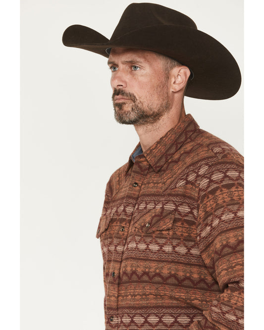 Men's Red Label Southwestern Print Long Sleeve Snap Flannel Red