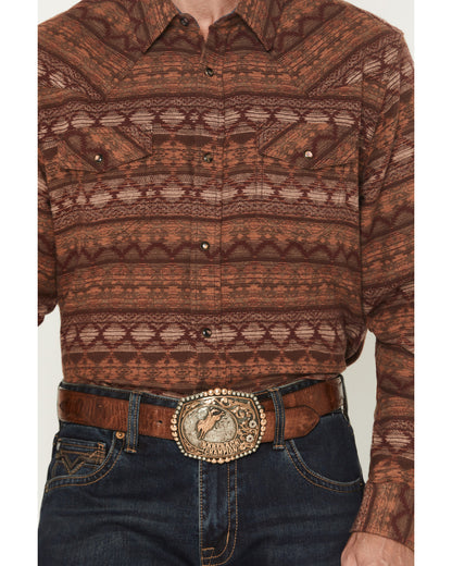 Men's Red Label Southwestern Print Long Sleeve Snap Flannel Red