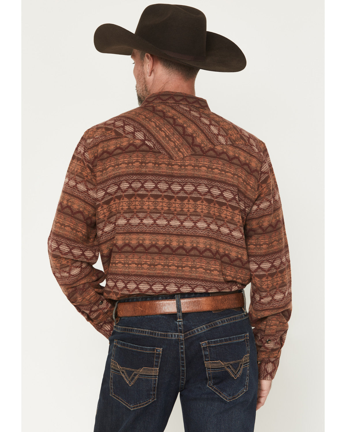 Men's Red Label Southwestern Print Long Sleeve Snap Flannel Red