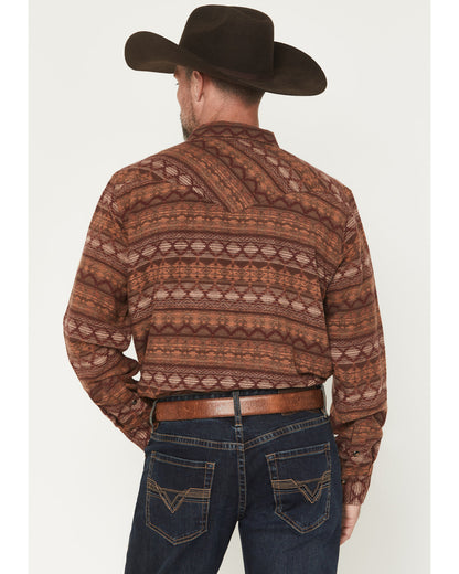 Men's Red Label Southwestern Print Long Sleeve Snap Flannel Red