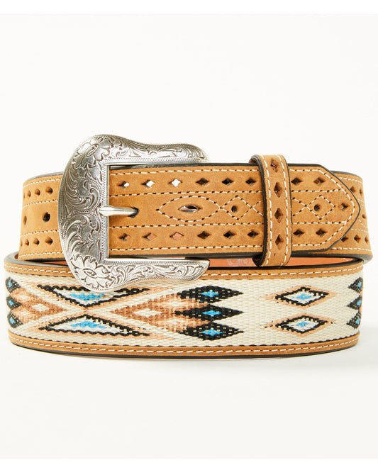 Men's Southwestern Woven Belt Medium Brown