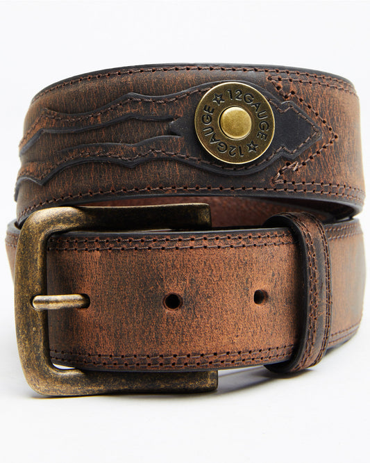Men's 12 Gauge Ornament Belt Brown