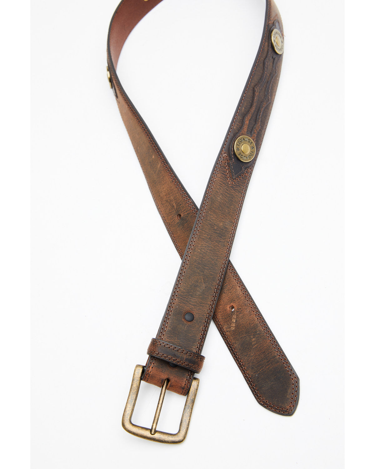 Men's 12 Gauge Ornament Belt Brown