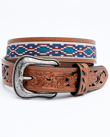 Men's Cross Stitch Western Belt Chocolate