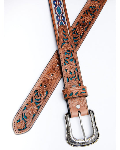 Men's Cross Stitch Western Belt Chocolate