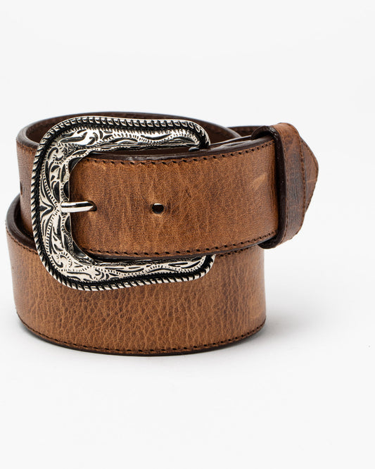 Men's Crazy Horse Burnished Leather Belt Brown