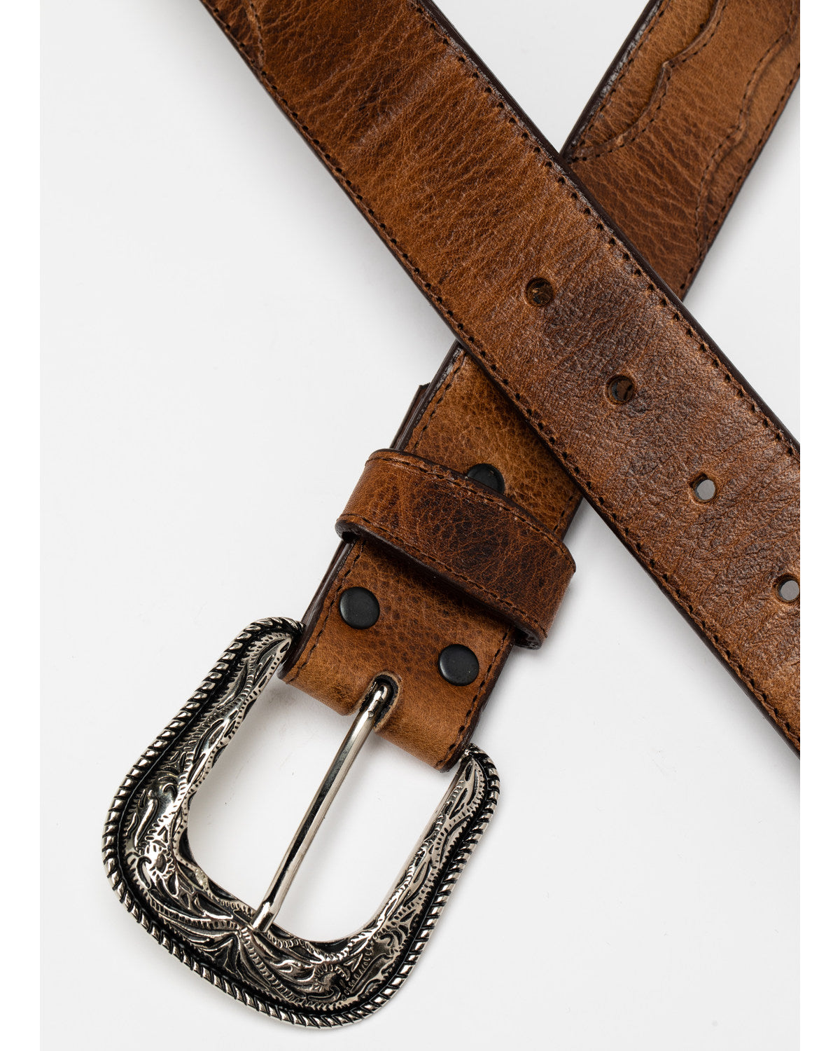 Men's Crazy Horse Burnished Leather Belt Brown