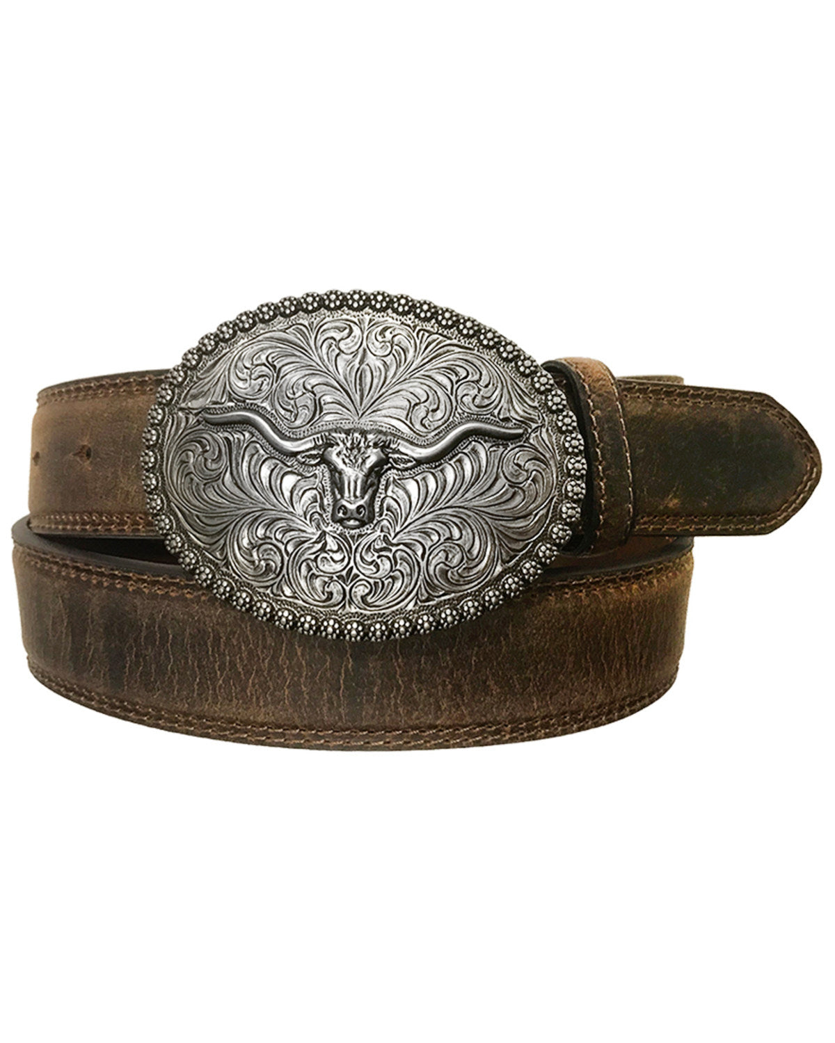 Men's Longhorn Berry Edge Buckle Belt Tan