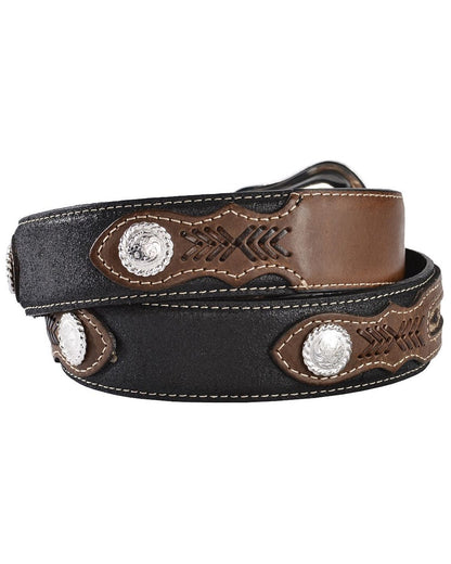 Men's Ribbon Inlay Leather Belt Black