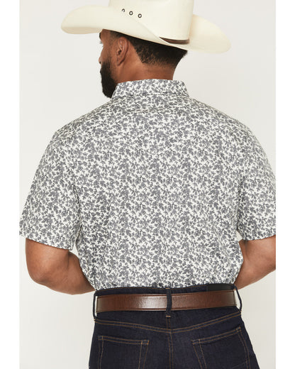 Men's Flynn Floral Print Short Sleeve Snap Western Shirt White