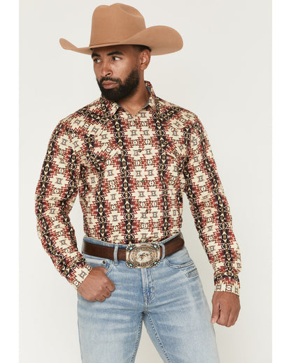 Men's Thatcher Southwestern Print Long Sleeve Snap Western Rust Copper