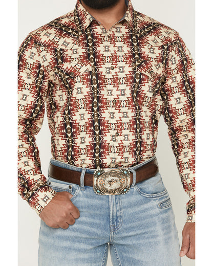 Men's Thatcher Southwestern Print Long Sleeve Snap Western Rust Copper