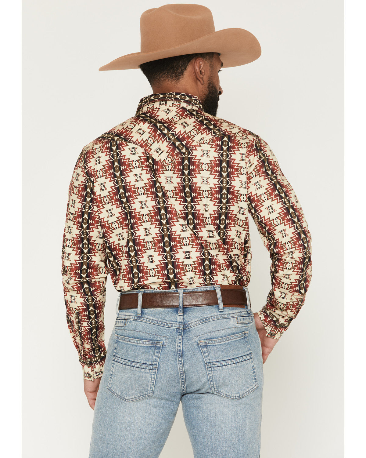 Men's Thatcher Southwestern Print Long Sleeve Snap Western Rust Copper