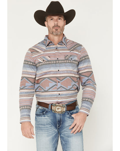 Men's Mountain Ranger Southwestern Striped Long Sleeve Snap Burgundy