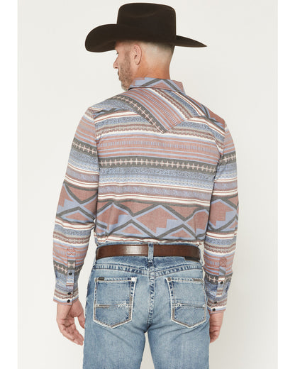 Men's Mountain Ranger Southwestern Striped Long Sleeve Snap Burgundy