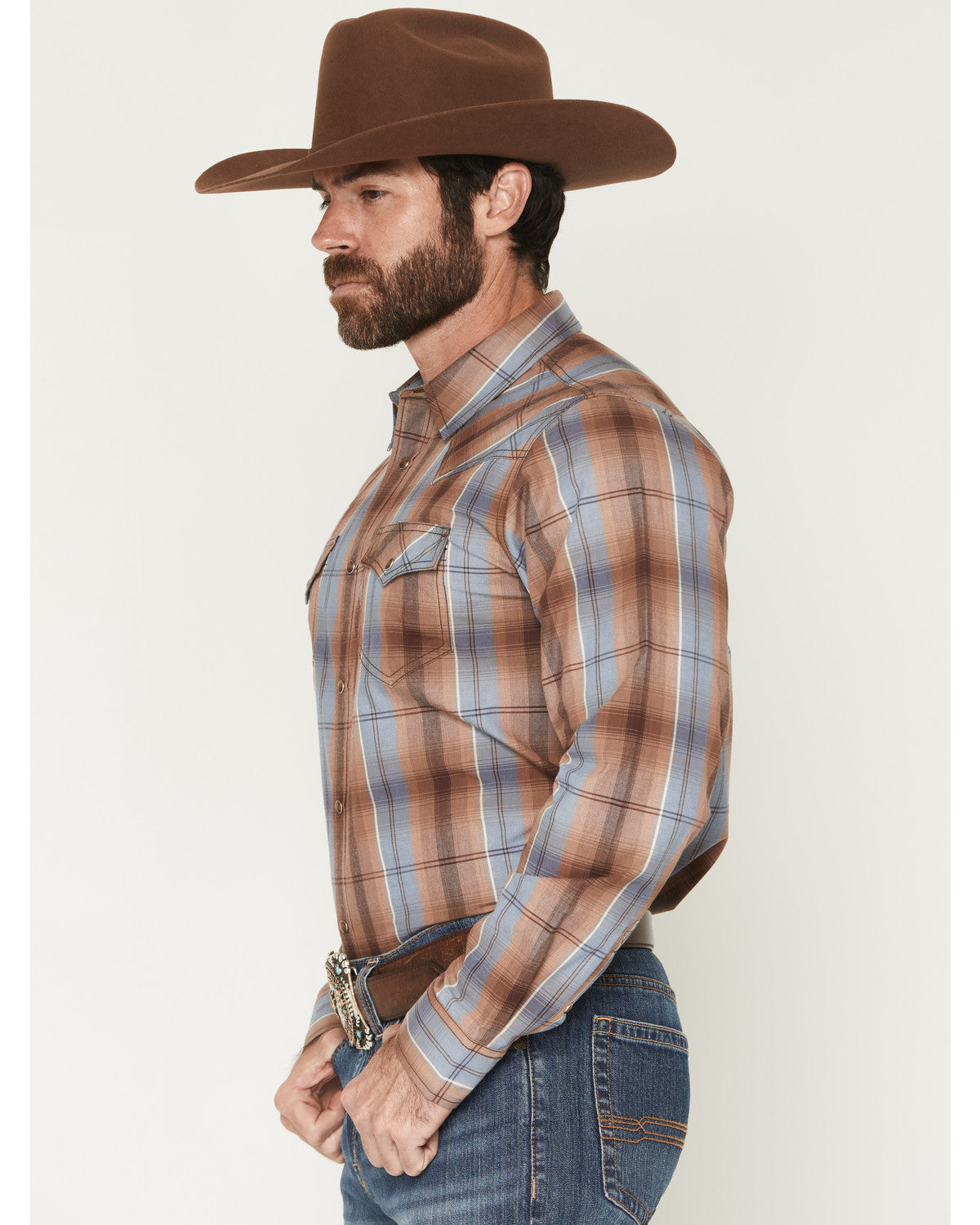 Men's Wiley Plaid Print Long Sleeve Plaid Print Long Sleeve Brown