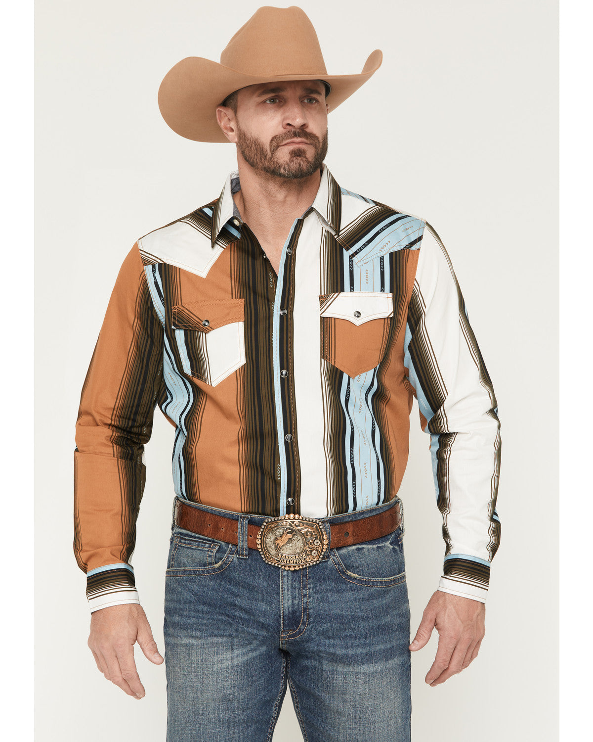 Men's Barrett Striped Long Sleeve Snap Western Shirt Multi