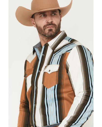 Men's Barrett Striped Long Sleeve Snap Western Shirt Multi