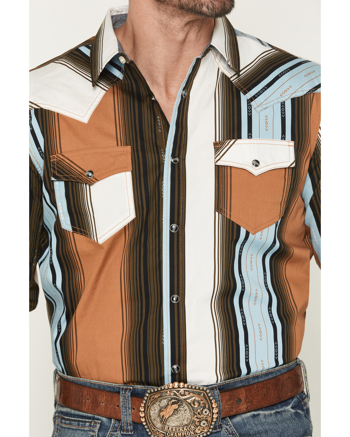 Men's Barrett Striped Long Sleeve Snap Western Shirt Multi