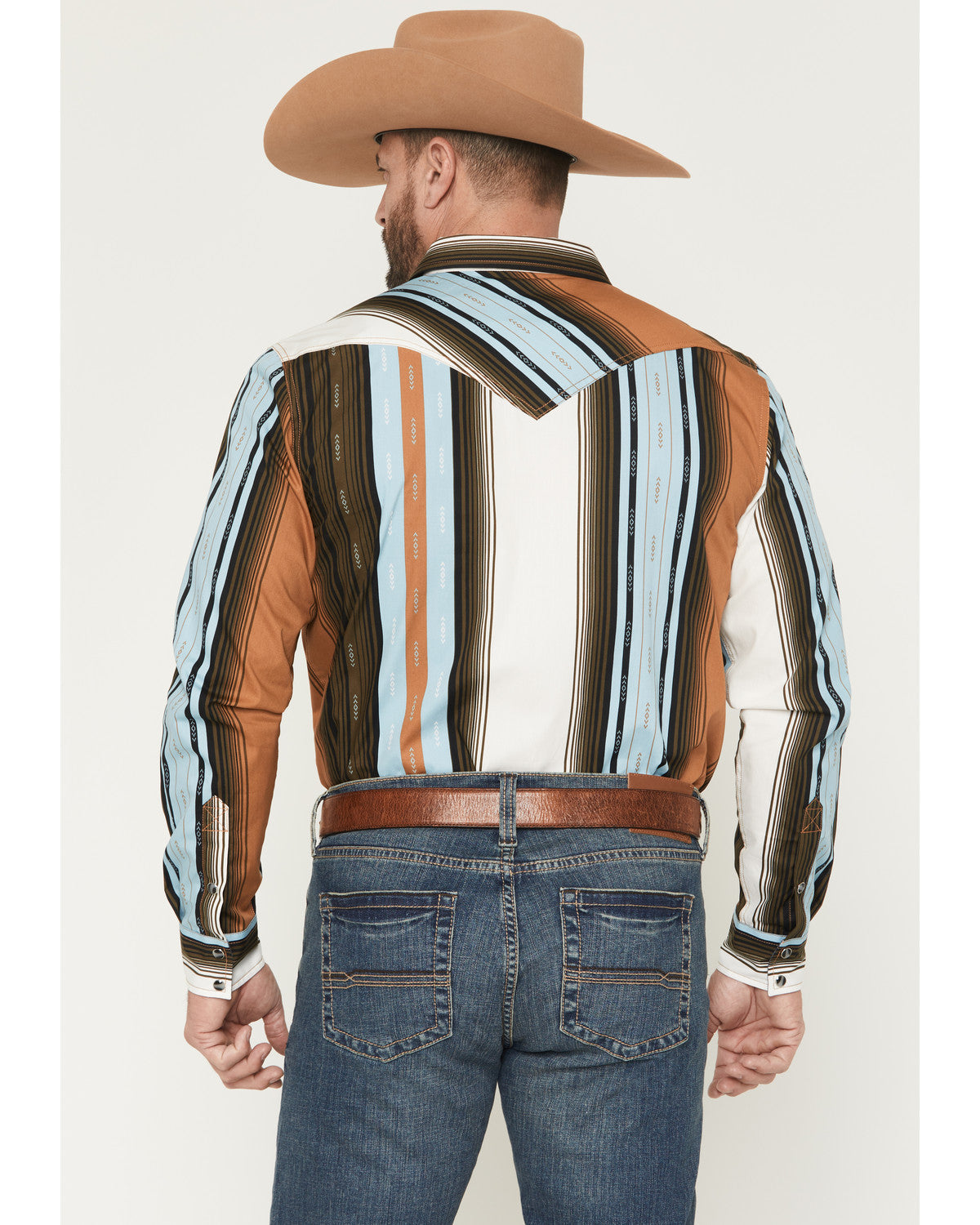 Men's Barrett Striped Long Sleeve Snap Western Shirt Multi