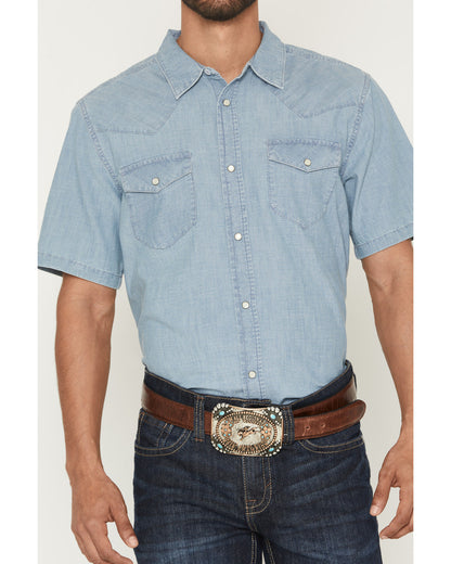 Men's Horizon Chambray Light Wash Short Sleeve Snap Western Light Wash