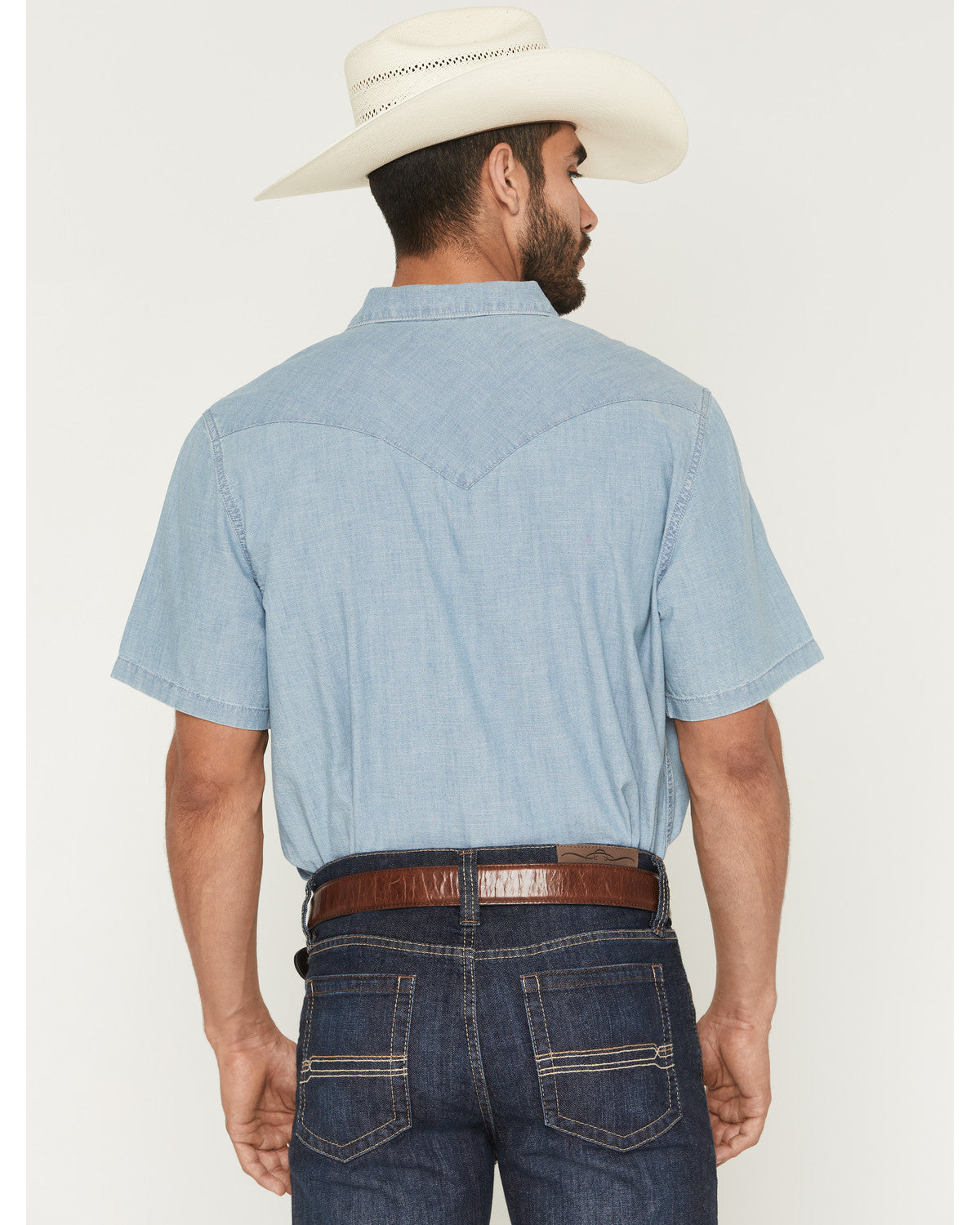 Men's Horizon Chambray Light Wash Short Sleeve Snap Western Light Wash
