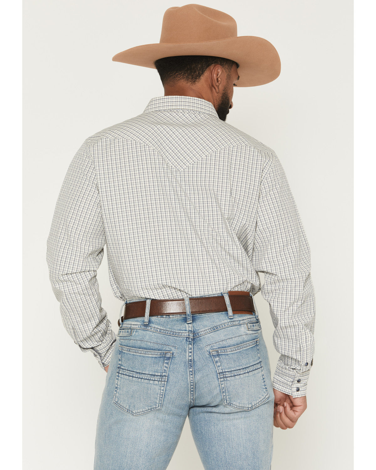 Men's Carson Plaid Print Long Sleeve Snap Western Shirt White
