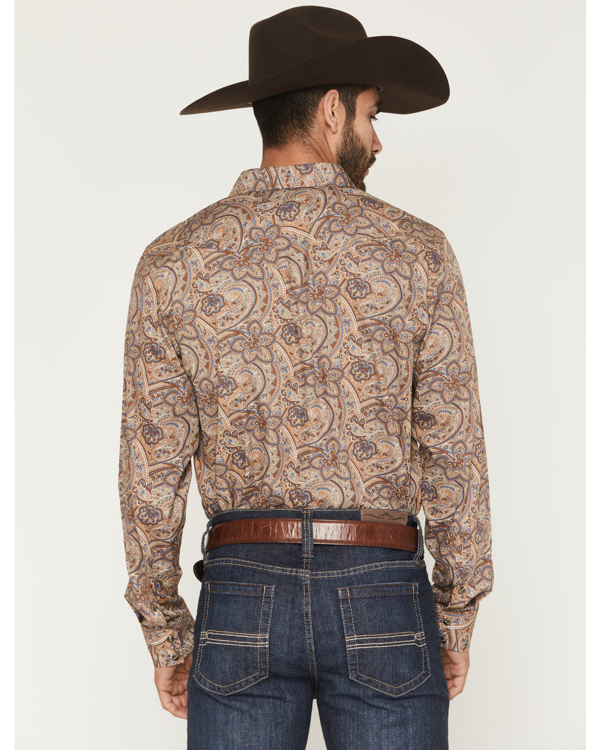 Men's Jensen Paisley Print Long Sleeve Snap Western Shirt Brown