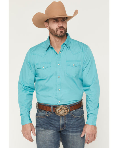 Men's Rock Solid Long Sleeve Snap Western Shirt Aqua