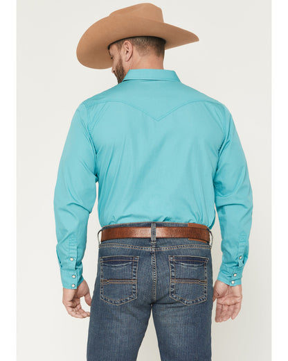 Men's Rock Solid Long Sleeve Snap Western Shirt Aqua