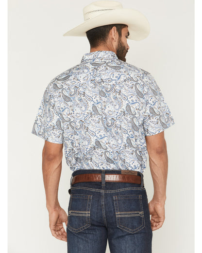 Men's Ryder Paisley Print Short Sleeve Snap Western Shirt Cream