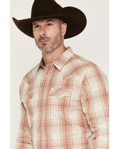 Men's Legend Dobby Plaid Print Long Sleeve Snap Western Shi Red