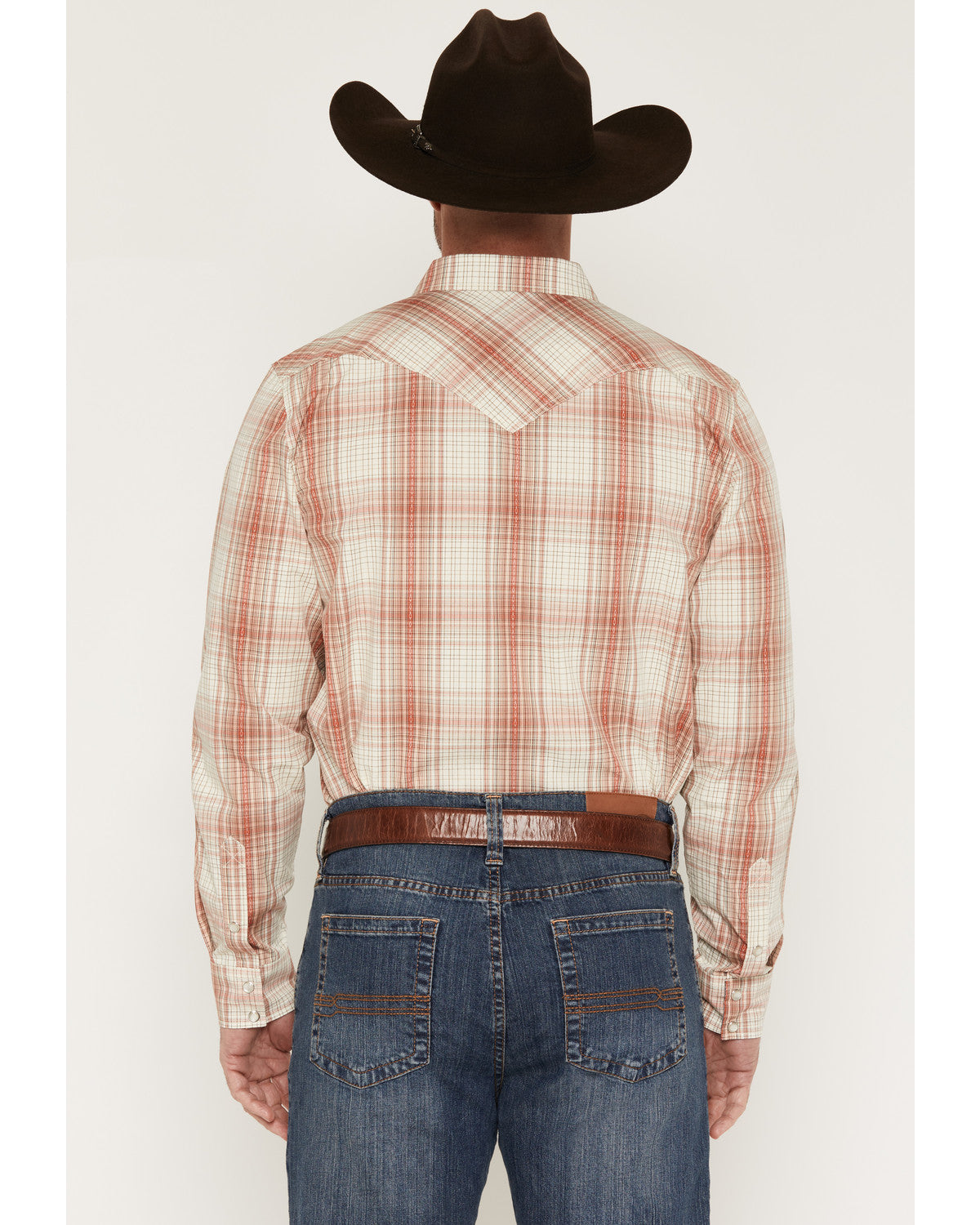 Men's Legend Dobby Plaid Print Long Sleeve Snap Western Shi Red