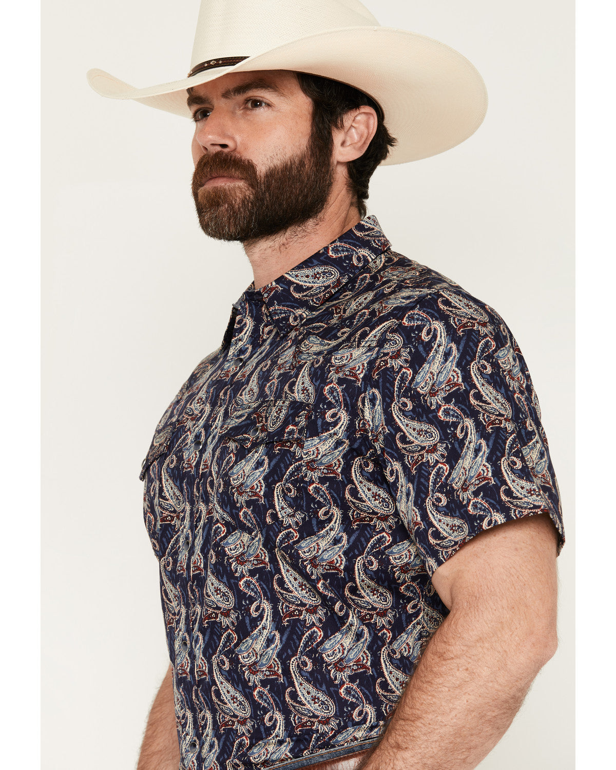 Men's Easy Livin' Paisley Print Short Sleeve Snap Western S Navy