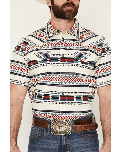 Indian Summer Southwestern Print Short Sleeve Snap Western Ivory