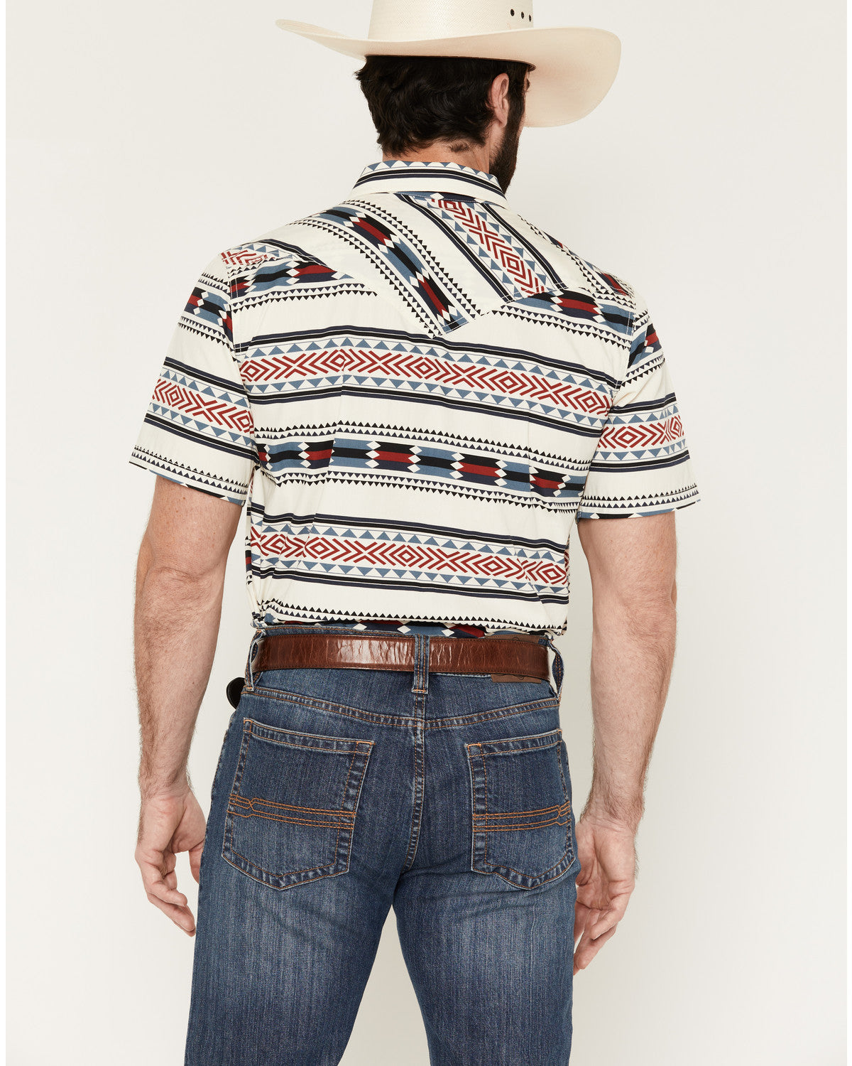 Indian Summer Southwestern Print Short Sleeve Snap Western Ivory