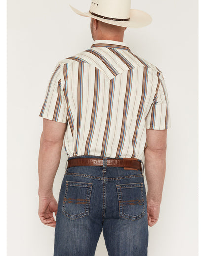 Men's Bootcutger Stripe Print Short Sleeve Snap Western Shi Cream