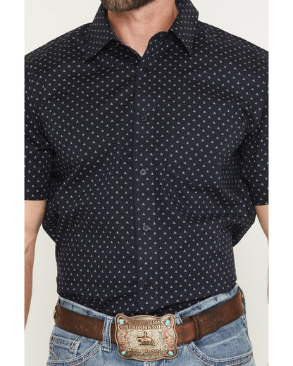 Men's Barrel Rider Geo Print Short Sleeve Button-Down Stret Navy