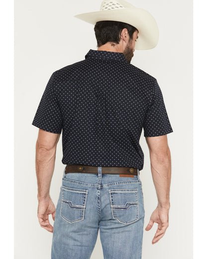 Men's Barrel Rider Geo Print Short Sleeve Button-Down Stret Navy