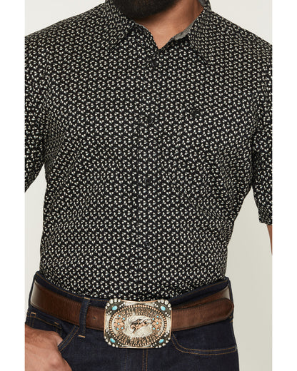 Men's Shiloh Micro Floral Print Short Sleeve Button-Down St Black
