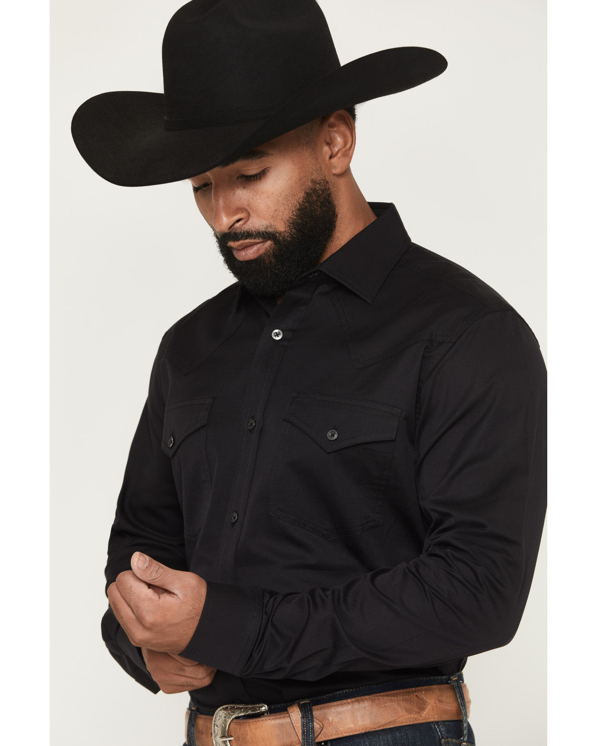 Black 1978® Men's Lawman Solid Long Sleeve Button-Down West Black