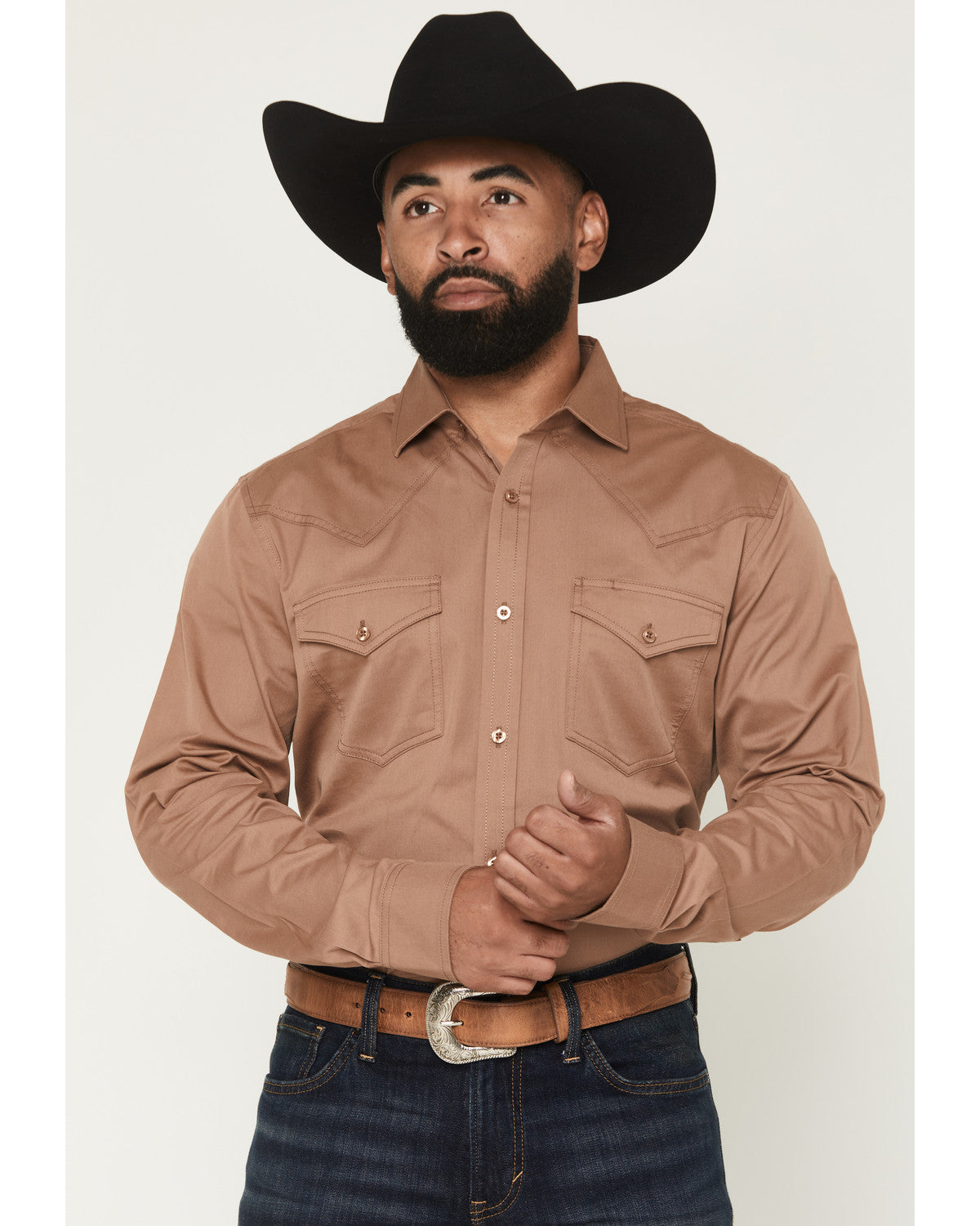 Black 1978® Men's Lawman Solid Long Sleeve Button-Down West Lt Brown