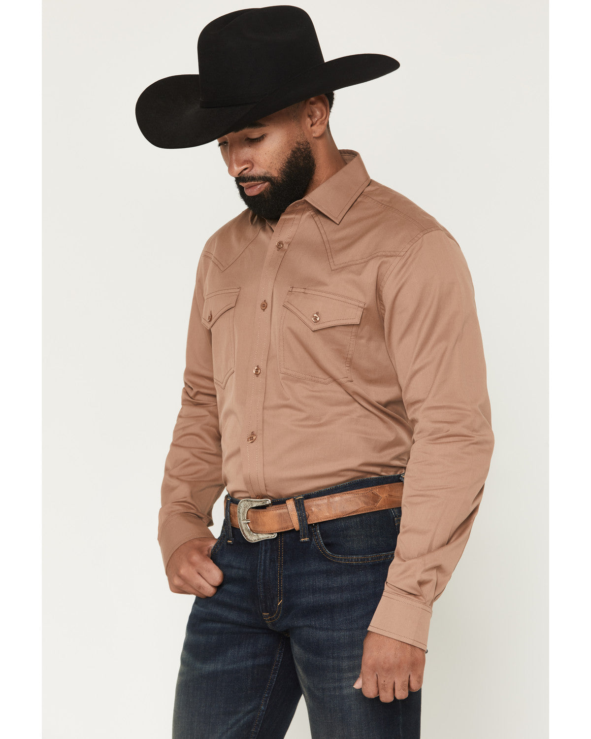 Black 1978® Men's Lawman Solid Long Sleeve Button-Down West Lt Brown