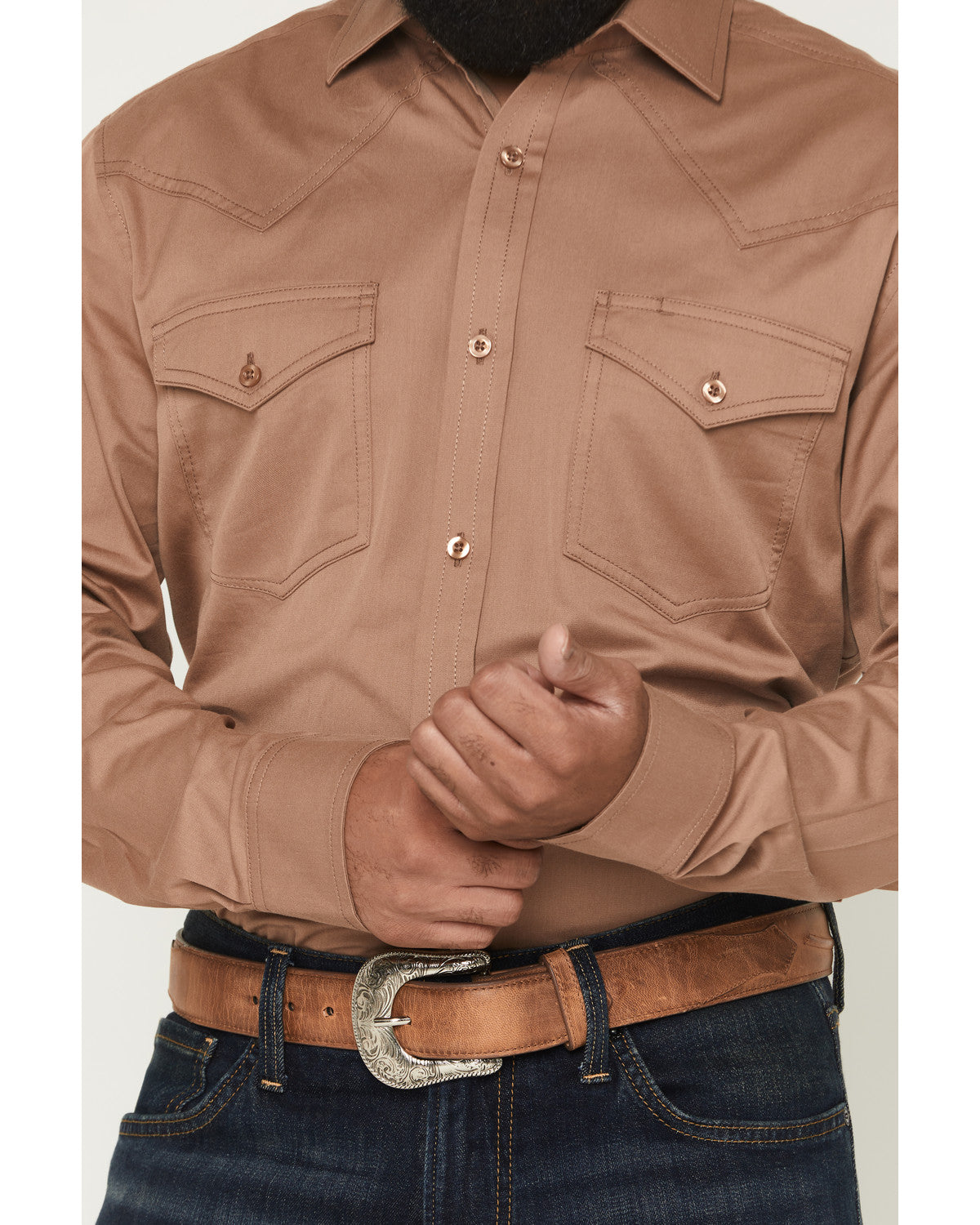 Black 1978® Men's Lawman Solid Long Sleeve Button-Down West Lt Brown