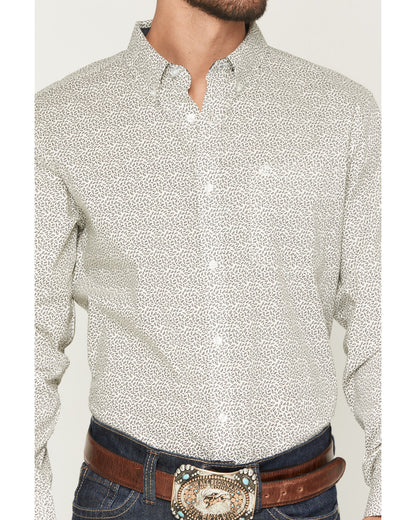 Men's Rhett Micro Paisley Print Long Sleeve Button-Down Str White