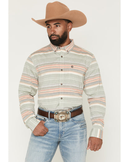 Men's Harlan Striped Print Long Sleeve Button-Down Western Multi