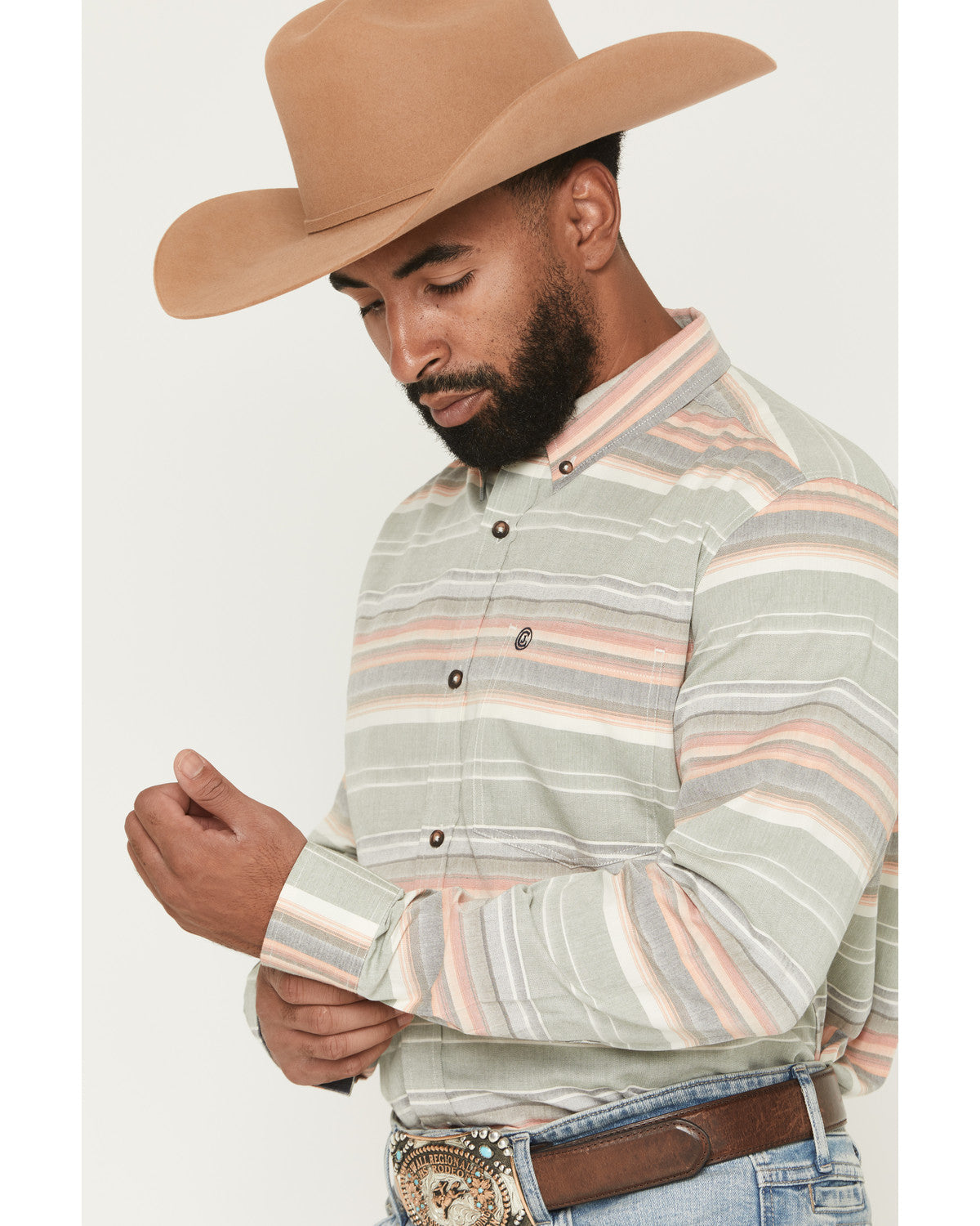 Men's Harlan Striped Print Long Sleeve Button-Down Western Multi