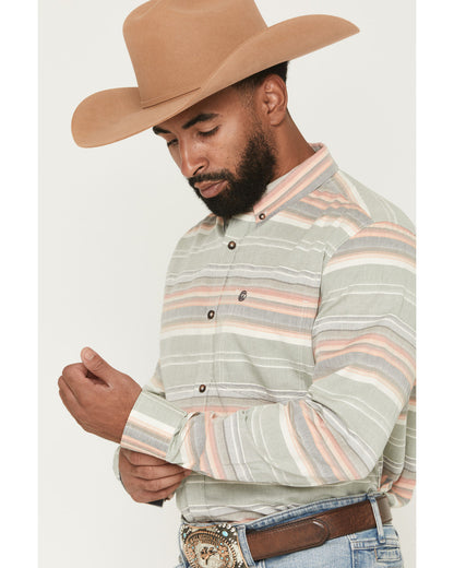 Men's Harlan Striped Print Long Sleeve Button-Down Western Multi