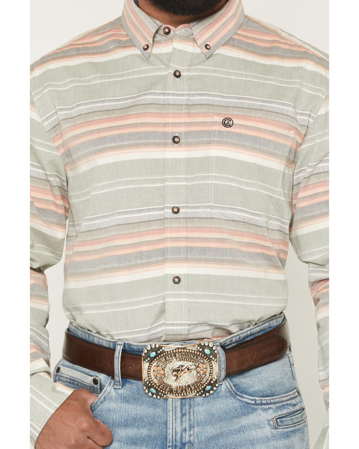Men's Harlan Striped Print Long Sleeve Button-Down Western Multi